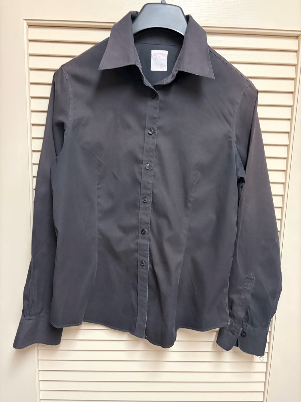 Brooks Brothers Girls 10 Black Tailored Stretch Button Front Dress Shirt Cotton